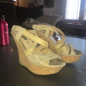 Tan strappy wedges